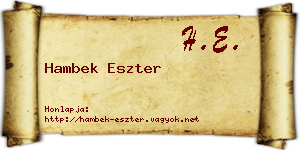 Hambek Eszter névjegykártya